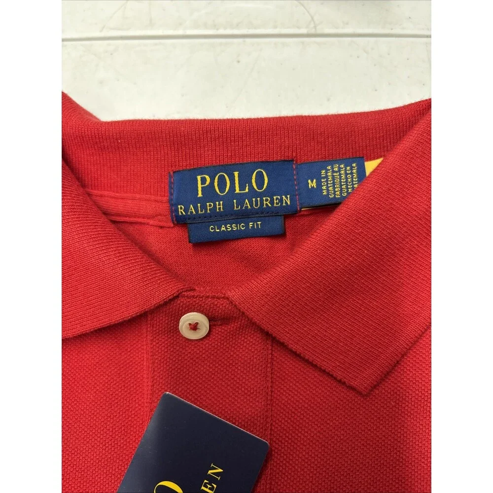 POLO RALPH LAUREN Men's Big Pony Classic Fit Mesh Polo Shirt Red Size M NWT